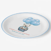Teddy Bear Blue Baby Shower Party Paper Plates (Angled)
