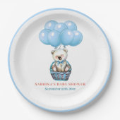 Teddy Bear Blue Baby Shower Party Paper Plates (Front)
