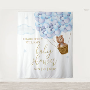 Teddy Bear Blue Baby Shower Photo Backdrop