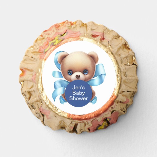 Teddy Bear Blue Baby Shower Reese's Peanut Butter Cups (Front)