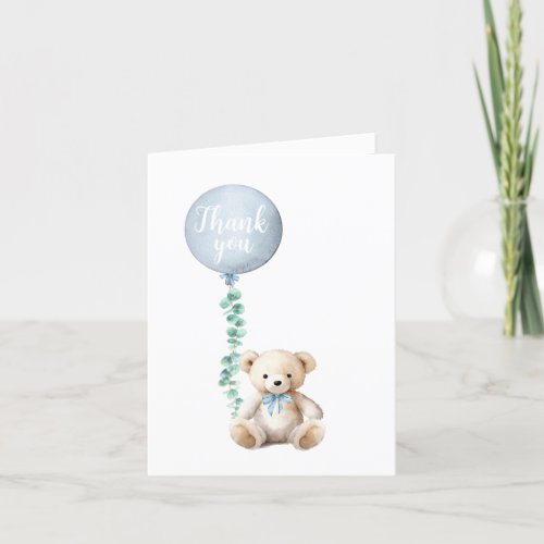 Teddy Bear Blue Baby Shower Thank You Card