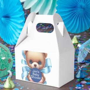 Teddy Bear Blue Baby Shower Theme Favor Box