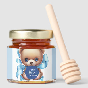 Teddy Bear Blue Baby Shower Theme Honey Jar Favors