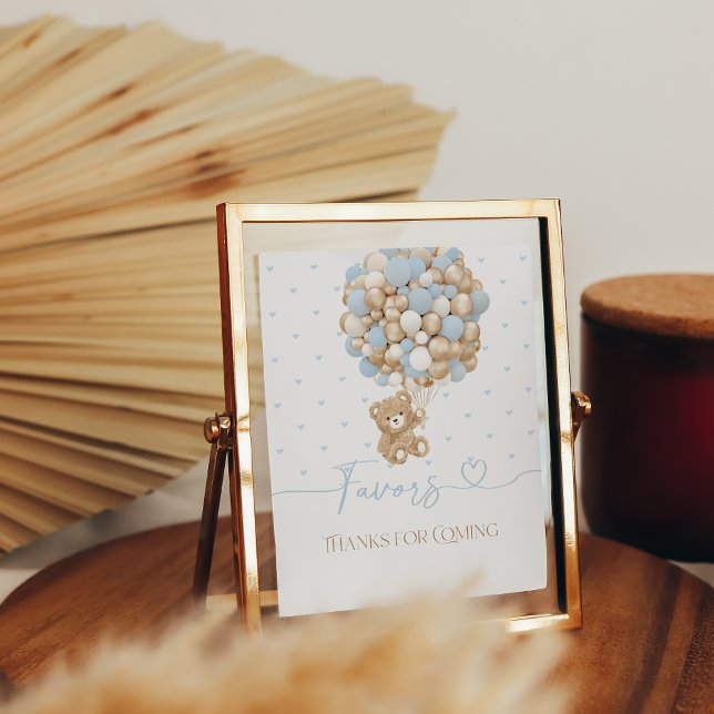 Teddy Bear Blue Balloon Baby Boy Shower Poster (Creator Uploaded)