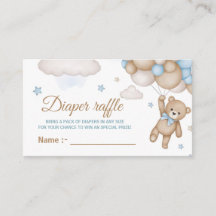 Teddy Bear Blue Balloon Baby Shower Diaper Raffle