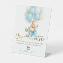 Teddy Bear Blue Balloon Bow Baby Boy Shower