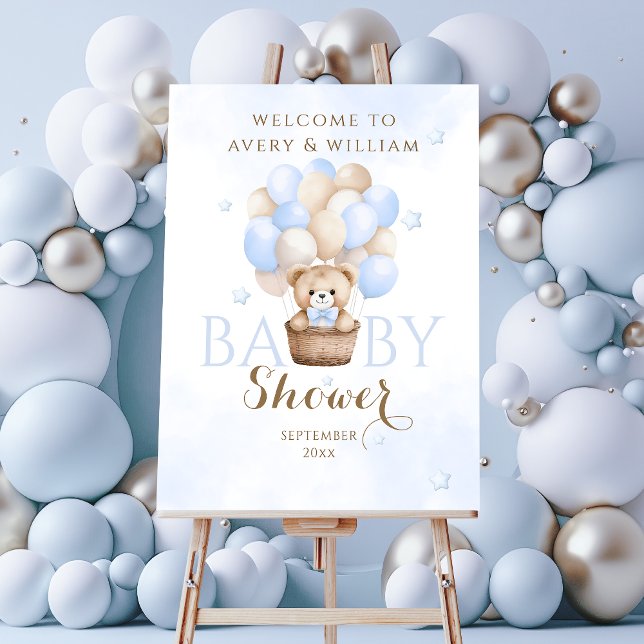 Teddy Bear Blue Balloon Boy Baby Shower Foam Board (Creator Uploaded)
