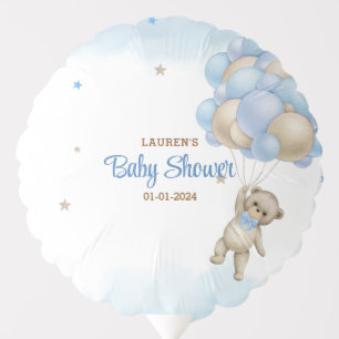 Teddy Bear Blue Balloons Baby Shower