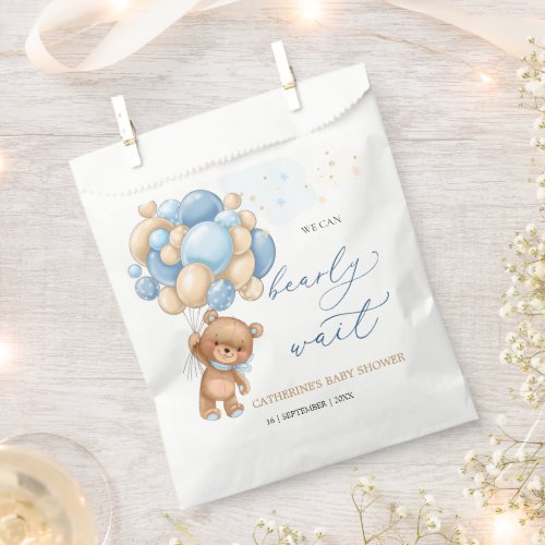 Teddy Bear Blue Balloons Baby Shower  Favor Bag