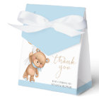 Teddy Bear Blue Balloons Baby Shower Favor Box