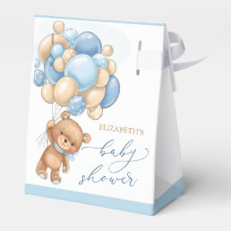 Teddy Bear Blue Balloons Baby Shower Favor Box