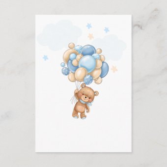 Teddy Bear Blue Balloons Baby Shower Invitation | Zazzle