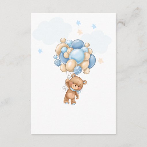 Teddy Bear Blue Balloons Baby Shower Invitation | Zazzle