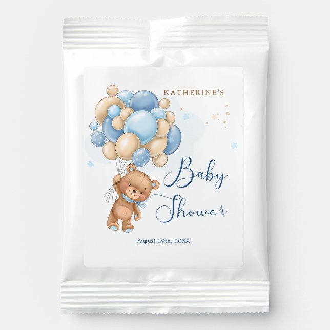 Teddy Bear Blue Balloons Baby Shower  Margarita Drink Mix (Front)