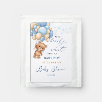 Teddy Bear Blue Balloons Baby Shower Tea Bag Drink Mix by IrinaFraser at Zazzle
