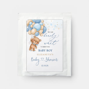 Teddy Bear Blue Balloons Baby Shower Tea Bag Drink Tea Bag Drink Mix