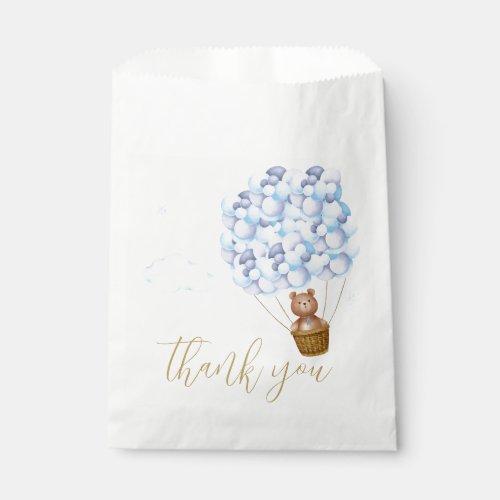 Teddy Bear Blue Balloons Baby Shower Thank You Favor Bag