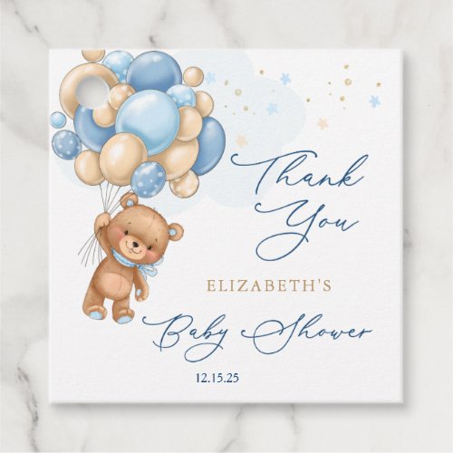 Teddy Bear Blue Balloons Baby Shower Thank You  Favor Tags