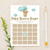 Teddy Bear Blue Balloons Bingo Baby Shower Game
