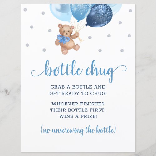 Teddy Bear Blue Balloons Bottle Chug Game