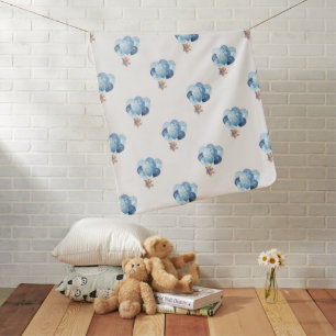 Teddy Bear Blue Balloons Boy Fleece Blanket