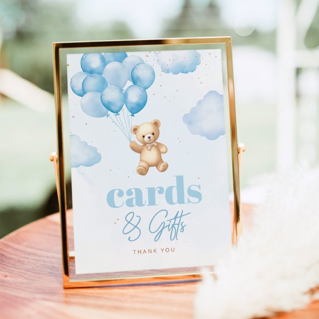 Teddy bear blue balloons Cards and Gifts Poster (Creator Uploaded)