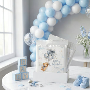 Teddy Bear Blue Balloons Clouds Blue Bow Baby Boy Margarita Drink Mix