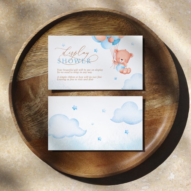 Teddy Bear Blue Balloons Display Shower Enclosure Card (Creator Uploaded)