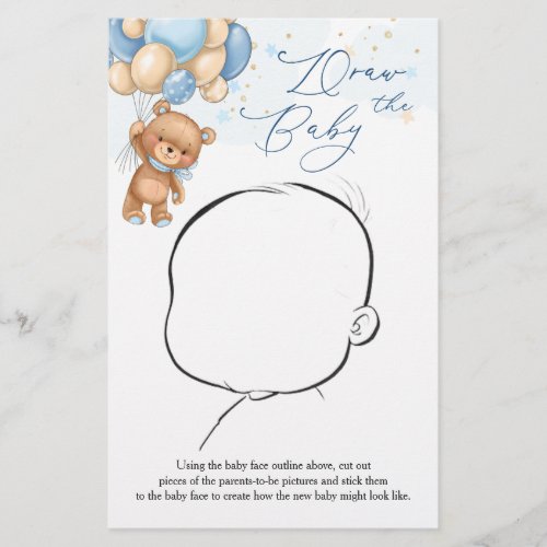 Teddy Bear Blue Balloons Draw the Baby Game
