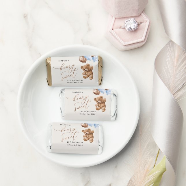 Teddy Bear, Blue Balloons, First Birthday Hershey's Miniatures (Wedding)