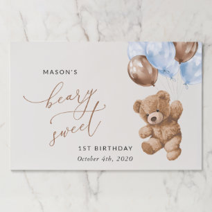 Teddy Bear, Blue Balloons, First Birthday Paper Pad