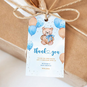 Teddy Bear Blue Balloons Gift Tags