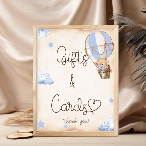 Teddy Bear Blue Balloons Gifts  Tags Sign