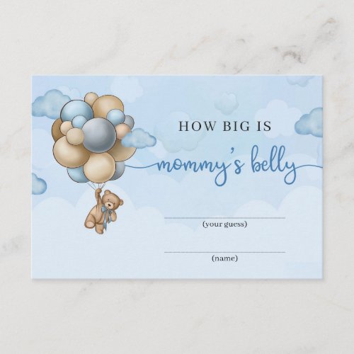 Teddy bear blue balloons How big is mommys belly Enclosure Card