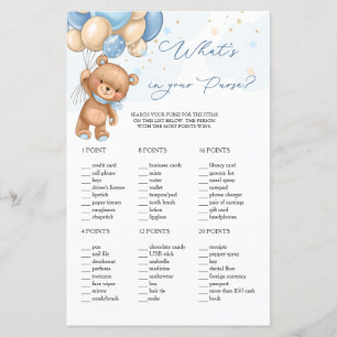 Teddy Bear Blue Balloons What's in Your Purse Game