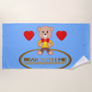 Teddy Bear Blue Beach Towel