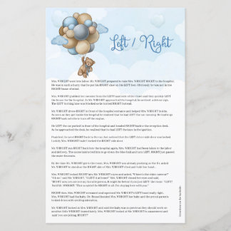 Teddy bear blue beige brown balloons Left Right