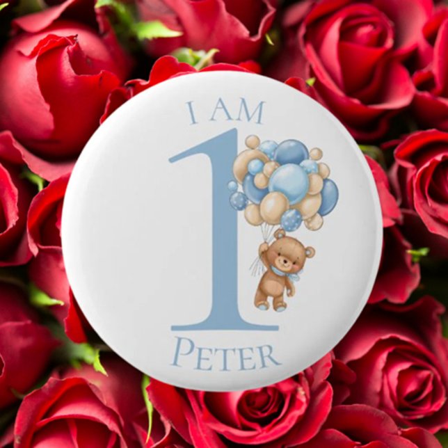 Teddy Bear Blue BIRTHDAY Button (Creator Uploaded)
