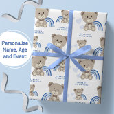 Preppy Blue And White Boy Baby Shower Wrapping Paper Sheets