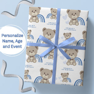 Teensy Baby Shower Bear in a Pail Gift Wrap Wrapping Paper-15ft Roll