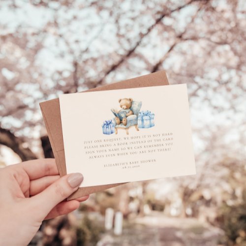Teddy Bear Blue Books for Baby Ticket Enclosure Card