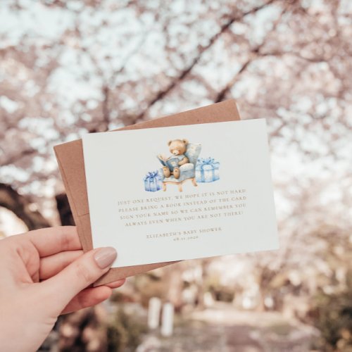 Teddy Bear Blue Books for Baby Ticket Enclosure Card