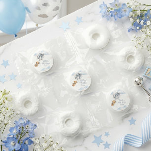 Teddy Bear Blue Bow Balloons Clouds Baby Boy Life Saver® Mints