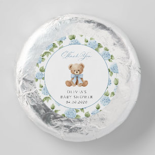 Teddy Bear, Blue Bow, Blue Flowers, Baby Shower Dipped Oreo Cookie Favors