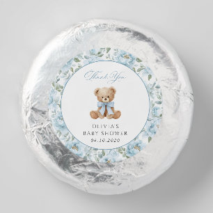 Teddy Bear, Blue Bow, Blue Flowers, Baby Shower Dipped Oreo Cookie Favors