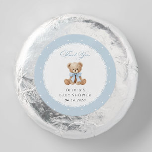 Teddy Bear, Blue Bow, Blue Polka Dots, Baby Shower Dipped Oreo Cookie Favors