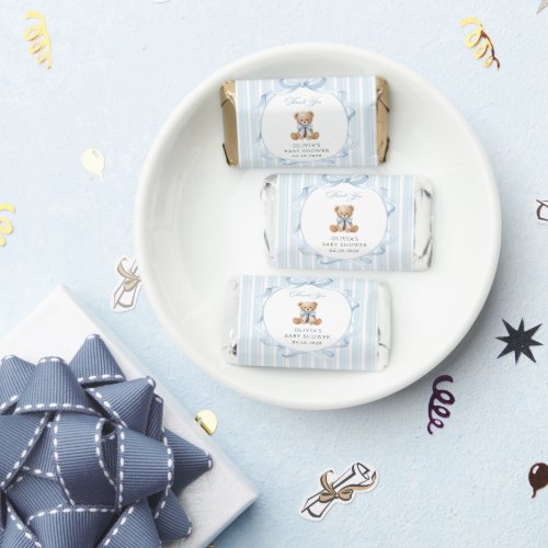 Teddy Bear, Blue Bow, Blue Stripes, Baby Shower Hershey's Miniatures