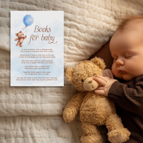 Teddy Bear Blue Boy Books for Baby Enclosure Card