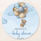 Teddy bear blue brown balloons Baby shower Napkins