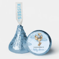 Teddy bear blue brown beige balloons baby shower hershey®'s kisses®